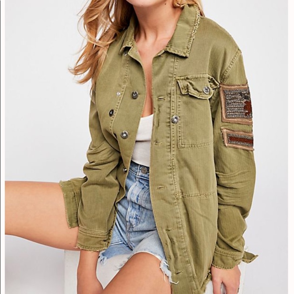 Embellished Military Shirt Jacket